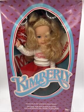 Vintage 1983 Blonde Kimberly Cheerleader Doll Tomy 16 Inch Pom Poms NRFB